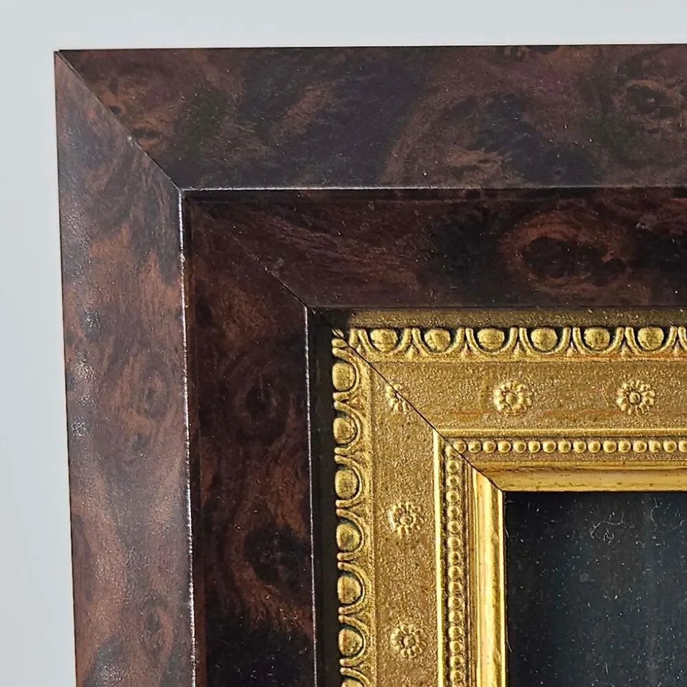 Burnes of Boston Brown n gold embossed brass Photo Picture Frame 5X7